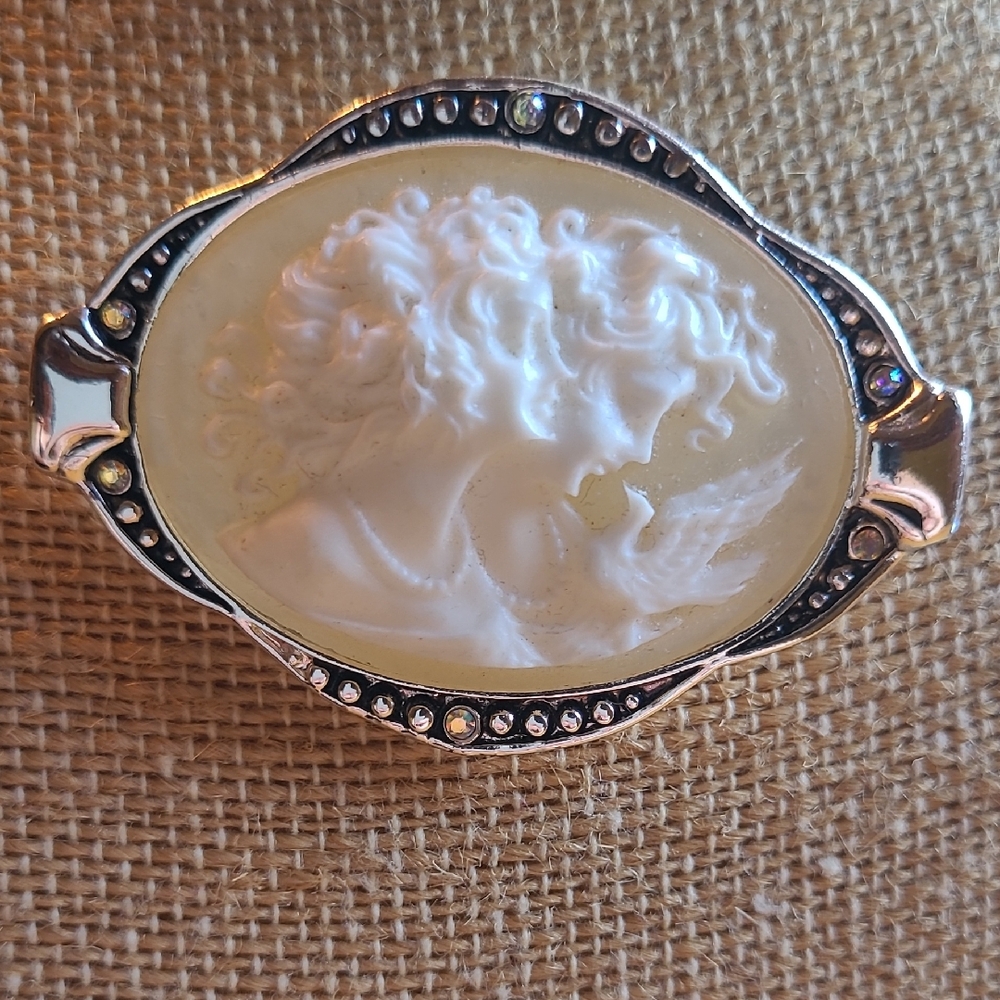 Cameo Brooch Of Two Women With Dove.
